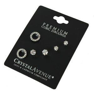CZ ROUND 3 PAIRS EARRING